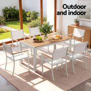 Gardeon 7PCS Outdoor Dining Set Table and Chairs Patio Garden Furniture Bistro Set White