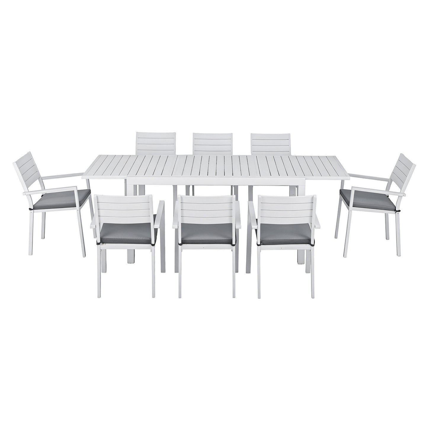 Gardeon Outdoor Dining Set 9PCS Aluminum Extendable Table Chairs Patio Furniture FF-DINING-9ALU-WH-ABC