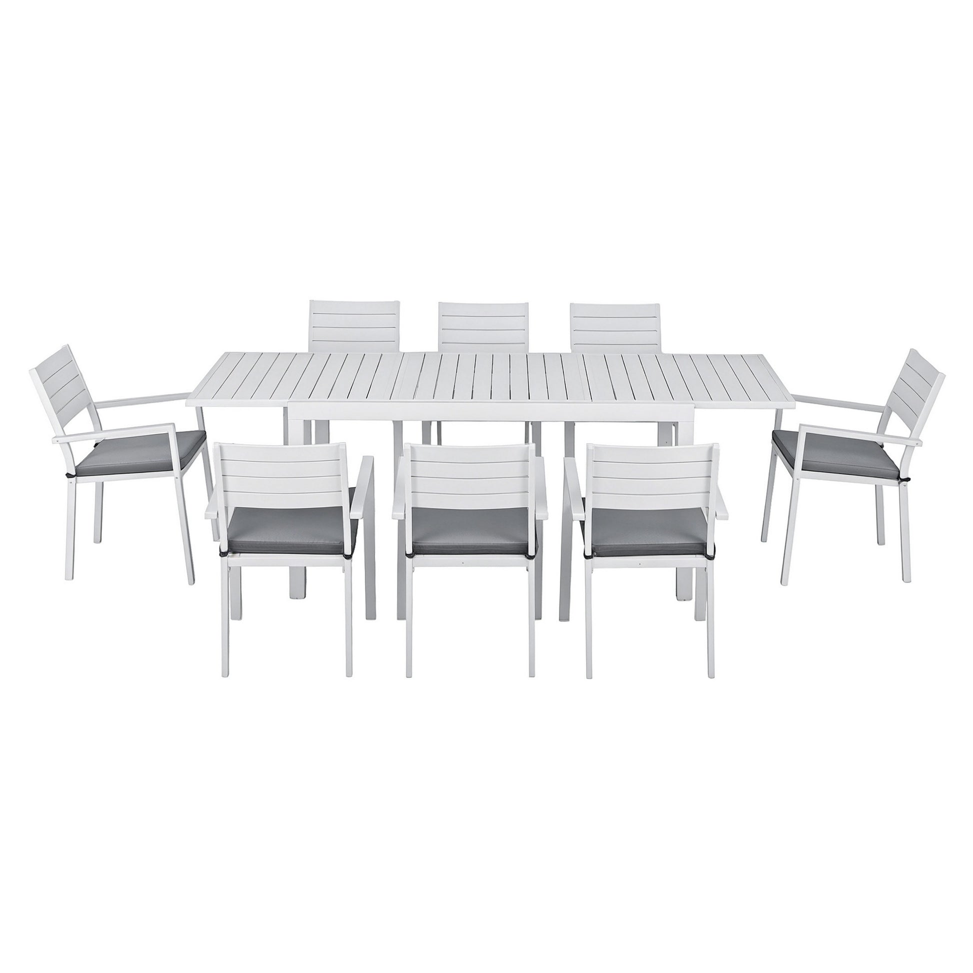 Gardeon Outdoor Dining Set 9PCS Aluminum Extendable Table Chairs Patio Furniture FF-DINING-9ALU-WH-ABC