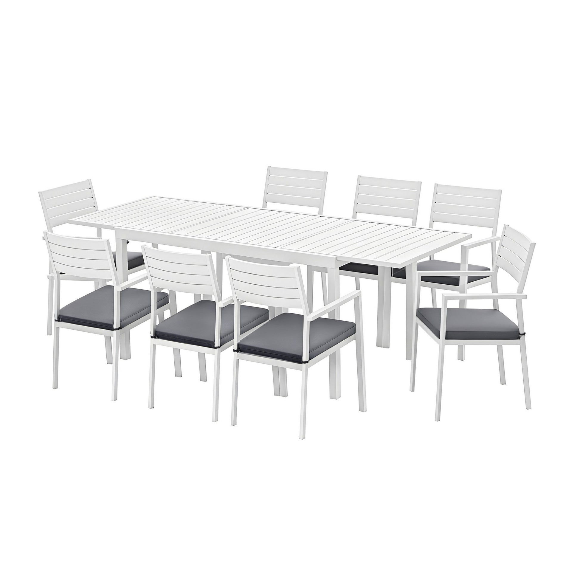 Gardeon Outdoor Dining Set 9PCS Aluminum Extendable Table Chairs Patio Furniture FF-DINING-9ALU-WH-ABC