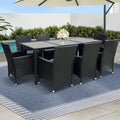 Gardeon Outdoor Dining Set 9 Piece Wicker Lounge Setting Black FF-DINING-9CLS-BK-ABCD