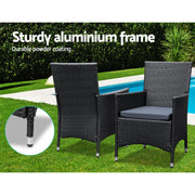 Gardeon Outdoor Dining Set 9 Piece Wicker Lounge Setting Black FF-DINING-9CLS-BK-ABCD