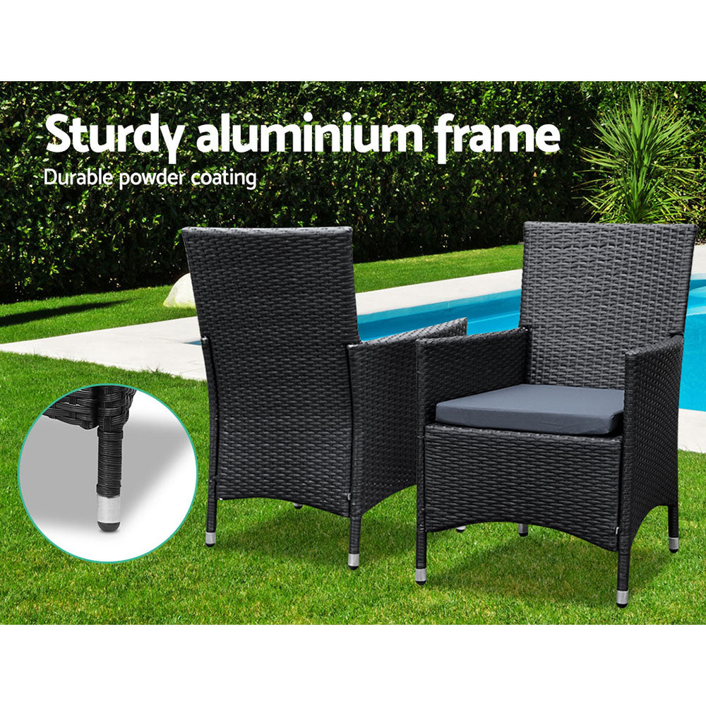 Gardeon Outdoor Dining Set 9 Piece Wicker Lounge Setting Black FF-DINING-9CLS-BK-ABCD