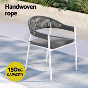 Gardeon Outdoor Dining Set 9 Piece Steel Table Chairs Setting White FF-DINING-9CLS-WH-ABC