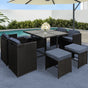 Gardeon Outdoor Dining Set 9 Piece Wicker Table Chairs Setting Black FF-DINING-9SET-BK