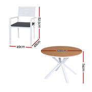 Gardeon Outdoor Dining Set 5 Piece Aluminum WPC Tabletop Patio Furniture FF-DINING-ALU-5SET-WH
