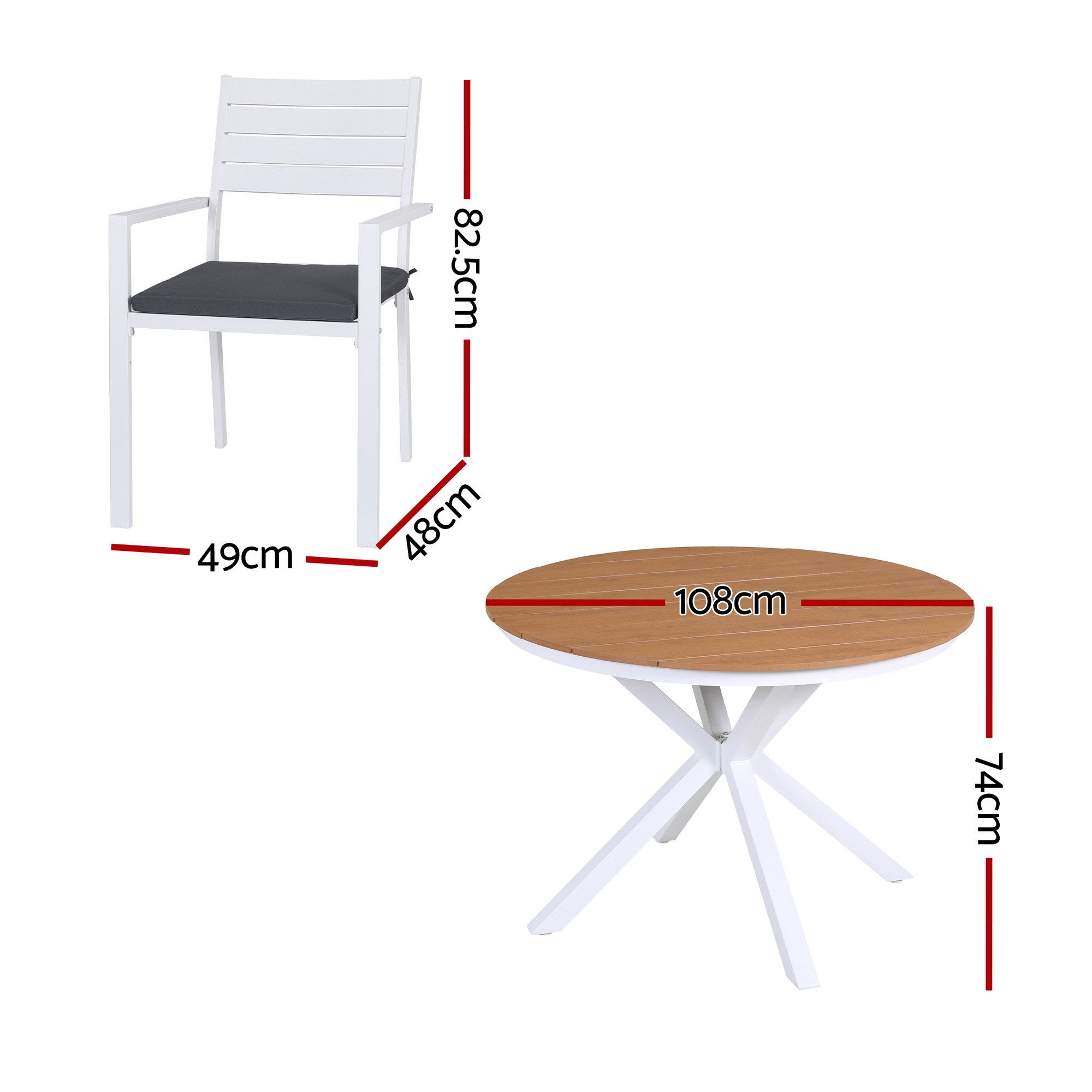Gardeon Outdoor Dining Set 5 Piece Aluminum WPC Tabletop Patio Furniture FF-DINING-ALU-5SET-WH
