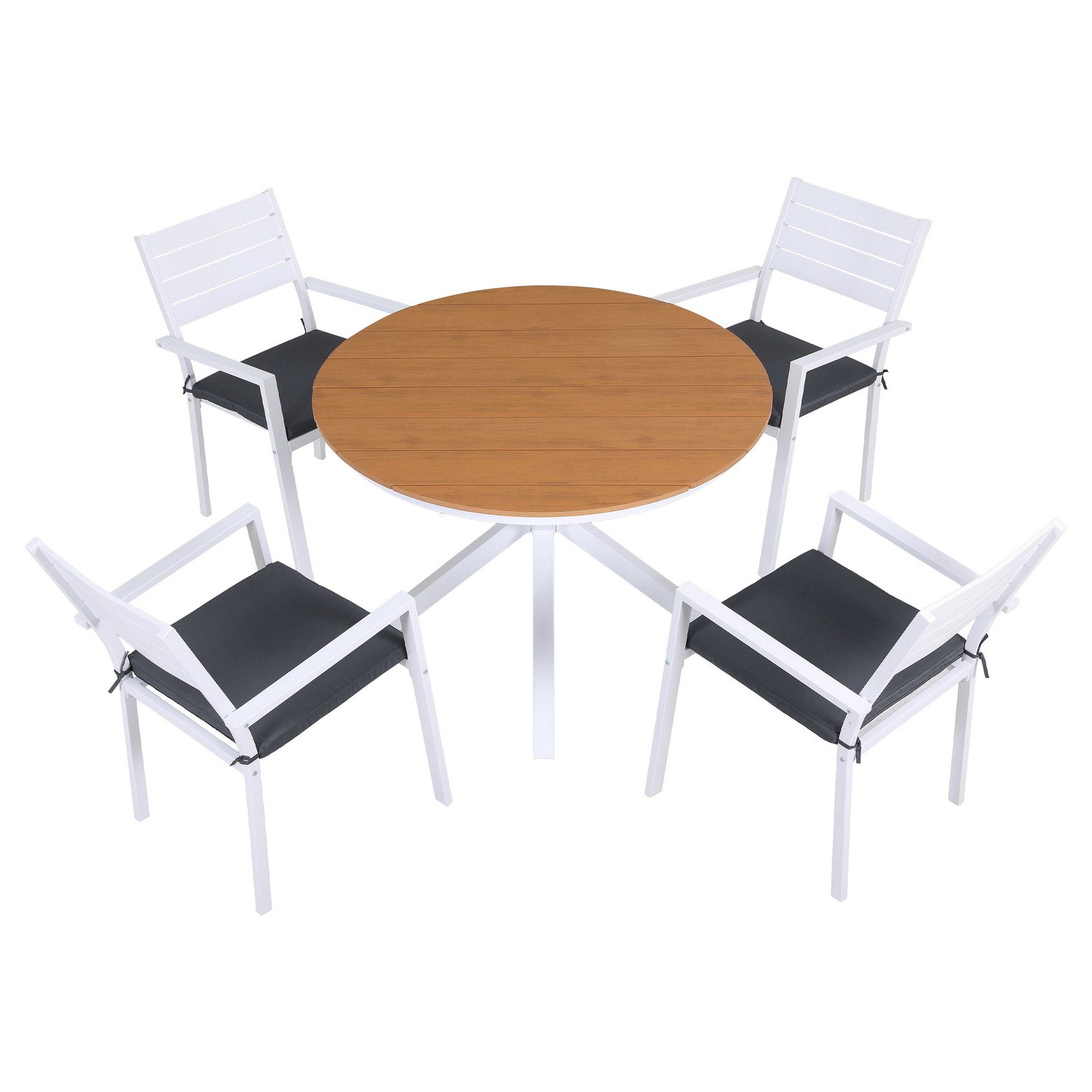 Gardeon Outdoor Dining Set 5 Piece Aluminum WPC Tabletop Patio Furniture FF-DINING-ALU-5SET-WH