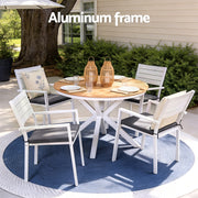 Gardeon Outdoor Dining Set 5 Piece Aluminum WPC Tabletop Patio Furniture FF-DINING-ALU-5SET-WH