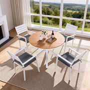 Gardeon Outdoor Dining Set 5 Piece Aluminum WPC Tabletop Patio Furniture FF-DINING-ALU-5SET-WH