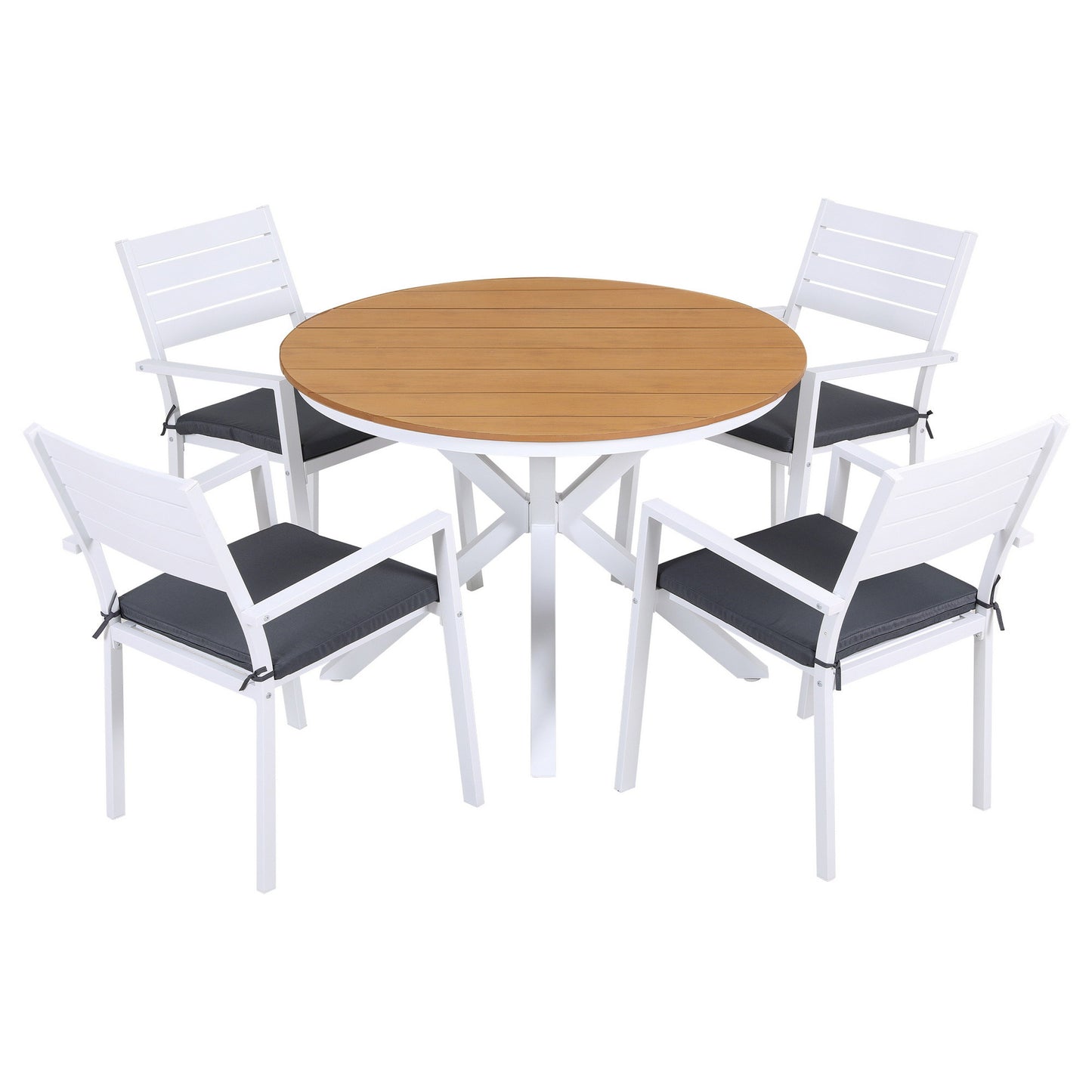 Gardeon Outdoor Dining Set 5 Piece Aluminum WPC Tabletop Patio Furniture FF-DINING-ALU-5SET-WH
