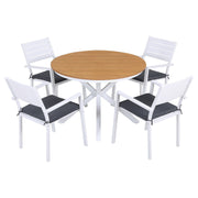 Gardeon Outdoor Dining Set 5 Piece Aluminum WPC Tabletop Patio Furniture FF-DINING-ALU-5SET-WH