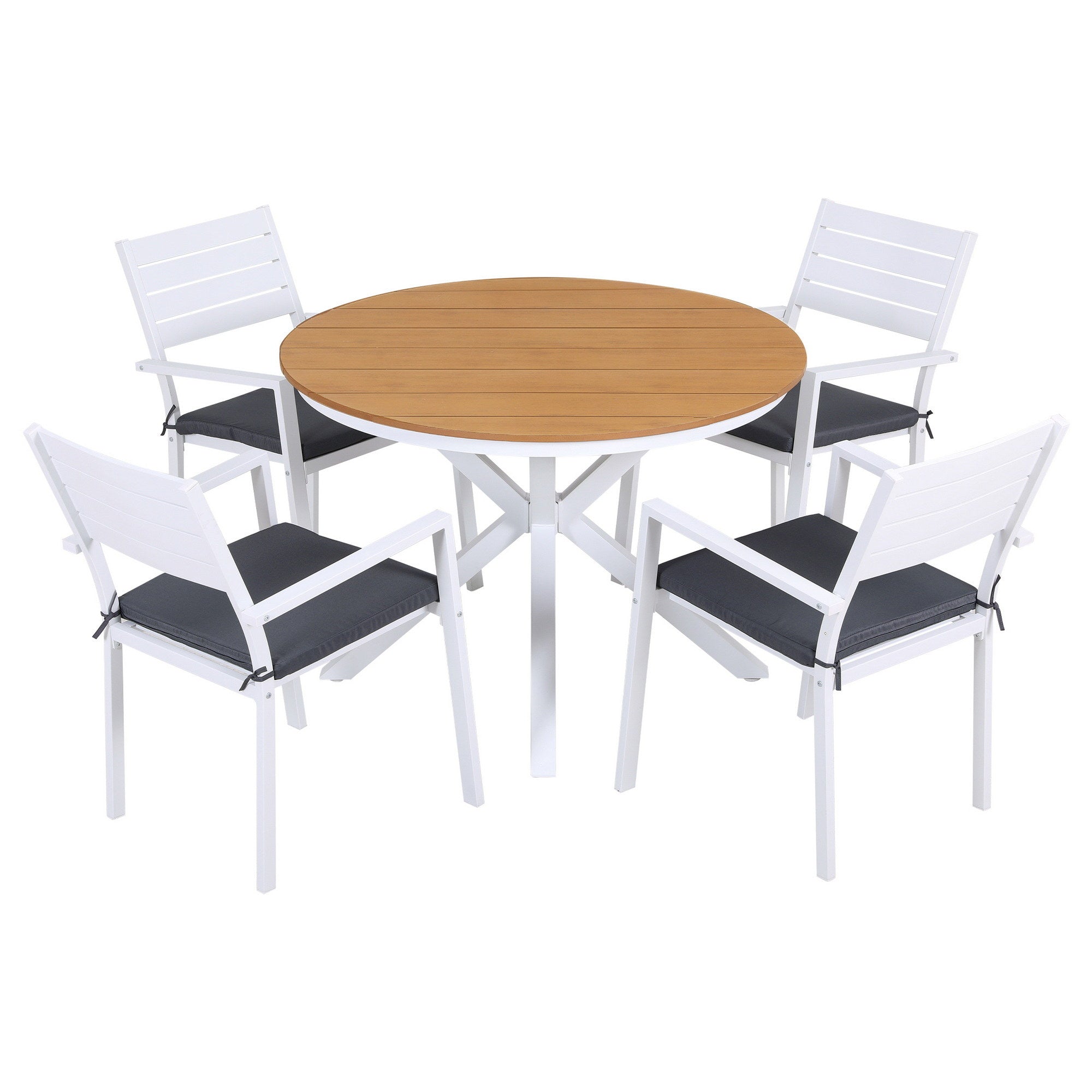 Gardeon Outdoor Dining Set 5 Piece Aluminum WPC Tabletop Patio Furniture FF-DINING-ALU-5SET-WH