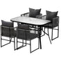 Gardeon 5PCS Outdoor Dining Set Table and Chairs Rope Patio Furniture Garden Black FF-DINING-ROPE-120-5PC