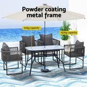 Gardeon 5PCS Outdoor Dining Set Table and Chairs Rope Patio Furniture Garden Black FF-DINING-ROPE-120-5PC