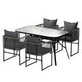 Gardeon 5PC Outdoor Dining Set Table and Chairs Patio Furniture Garden Bistro Set Black FF-DINING-ROPE-140-5PC