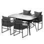 Gardeon 5PC Outdoor Dining Set Table and Chairs Patio Furniture Garden Bistro Set Black FF-DINING-ROPE-140-5PC
