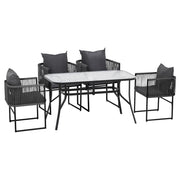 Gardeon 5PC Outdoor Dining Set Table and Chairs Patio Furniture Garden Bistro Set Black FF-DINING-ROPE-140-5PC