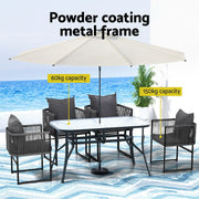 Gardeon 5PC Outdoor Dining Set Table and Chairs Patio Furniture Garden Bistro Set Black FF-DINING-ROPE-140-5PC