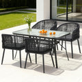 Gardeon 5PC Outdoor Dining Set Table and Chairs Garden Patio Furniture Bistro Set Black FF-DINING-WD-BK