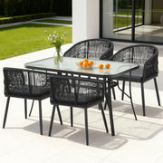 Gardeon 5PC Outdoor Dining Set Table and Chairs Garden Patio Furniture Bistro Set Black FF-DINING-WD-BK