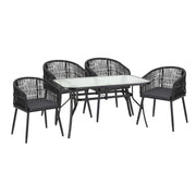Gardeon 5PC Outdoor Dining Set Table and Chairs Garden Patio Furniture Bistro Set Black FF-DINING-WD-BK