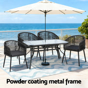 Gardeon 5PC Outdoor Dining Set Table and Chairs Garden Patio Furniture Bistro Set Black FF-DINING-WD-BK