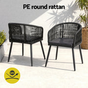 Gardeon 5PC Outdoor Dining Set Table and Chairs Garden Patio Furniture Bistro Set Black FF-DINING-WD-BK
