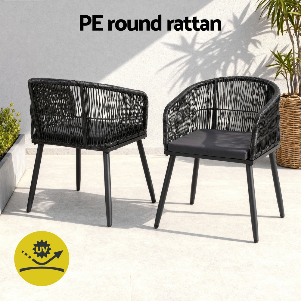 Gardeon 5PC Outdoor Dining Set Table and Chairs Garden Patio Furniture Bistro Set Black FF-DINING-WD-BK
