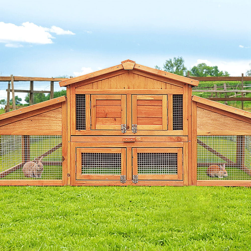 i.Pet Chicken Coop Rabbit Hutch 169cm x 52cm x 72cm Large Chicken Coop Wooden House Run Cage FF-GT-WOOD-R2100S