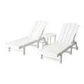 Gardeon Sun Lounge Lounger Table and Chairs Beach Chair Adirondack HDPE Patio Outdoor Furniture Wheels White FF-LOUNGE-3ADHE-WH