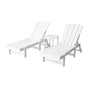 Gardeon Sun Lounge Lounger Table and Chairs Beach Chair Adirondack HDPE Patio Outdoor Furniture Wheels White FF-LOUNGE-3ADHE-WH