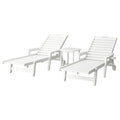 Gardeon Sun Lounge Lounger Beach Chair HDPE Patio Outdoor Furniture with Wheels White FF-LOUNGE-3HE-WH