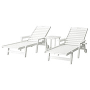Gardeon Sun Lounge Lounger Beach Chair HDPE Patio Outdoor Furniture with Wheels White FF-LOUNGE-3HE-WH