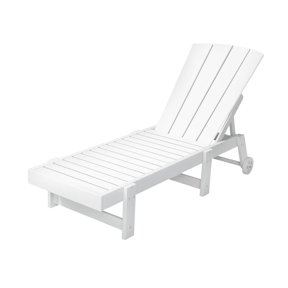 Gardeon Sun Lounge Beach Chair HDPE Adirondack Lounger Patio Outdoor Furniture with Wheels White FF-LOUNGE-ADHE-WH