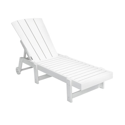 Gardeon Sun Lounge Beach Chair HDPE Adirondack Lounger Patio Outdoor Furniture with Wheels White FF-LOUNGE-ADHE-WH