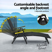 Gardeon Sun Lounge Outdoor Lounger Aluminium Folding Beach Chair Camping Patio FF-LOUNGE-ALU-FOLD-BK