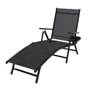 Gardeon Sun Lounge Outdoor Lounger Aluminium Folding Beach Chair Camping Patio FF-LOUNGE-ALU-FOLD-BK