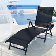 Gardeon Sun Lounge Outdoor Lounger Aluminium Folding Beach Chair Camping Patio FF-LOUNGE-ALU-FOLD-BK