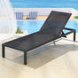 Gardeon Sun Lounge Outdoor Lounger Aluminium Folding Beach Chair Wheels Black FF-LOUNGE-ALU-WHEEL-BK