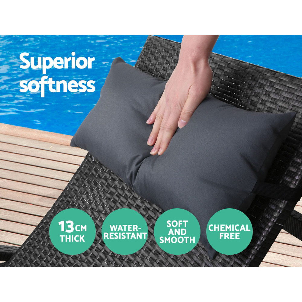Gardeon Sun Lounge Wicker Lounger Outdoor Furniture Beach Chair Armrest Adjustable Black FF-LOUNGE-ARM-P-BK