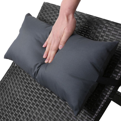 Gardeon 2x Sun Lounge Wicker Lounger Outdoor Furniture Beach Chair Armrest Adjustable Black FF-LOUNGE-ARM-P-BKX2