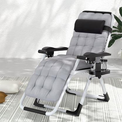 Gardeon Sun Lounge Folding Lounger Camping Zero Gravity Chair Outdoor Furniture FF-LOUNGE-DS-BK