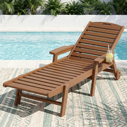 Gardeon Sun Lounge Lounger Beach Chair HDPE Patio Outdoor Furniture with Wheels Brown FF-LOUNGE-HE-BR