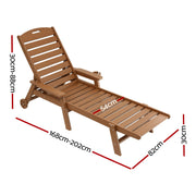 Gardeon Sun Lounge Lounger Beach Chair HDPE Patio Outdoor Furniture with Wheels Brown FF-LOUNGE-HE-BR