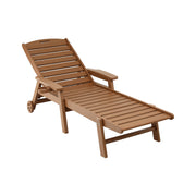 Gardeon Sun Lounge Lounger Beach Chair HDPE Patio Outdoor Furniture with Wheels Brown FF-LOUNGE-HE-BR