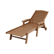 Gardeon Sun Lounge Lounger Beach Chair HDPE Patio Outdoor Furniture with Wheels Brown FF-LOUNGE-HE-BR