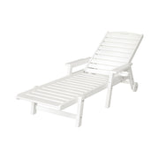 Gardeon Sun Lounge Lounger Beach Chair HDPE Patio Outdoor Furniture with Wheels White FF-LOUNGE-HE-WH
