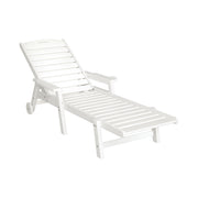 Gardeon Sun Lounge Lounger Beach Chair HDPE Patio Outdoor Furniture with Wheels White FF-LOUNGE-HE-WH