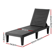 Gardeon Sun Lounge Adjustable Recliner Patio Outdoor Furniture Lightweight Black